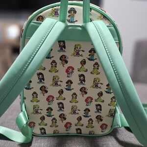 Loungefly Mint Green Mini Backpack with Princess Character Pattern